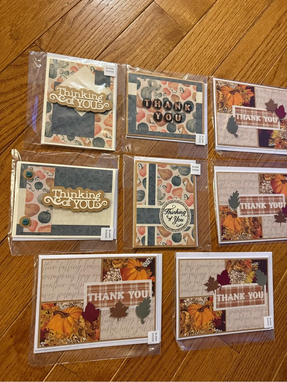 Handmade Fall Thank You & Thinking of You Cards – Blank Inside Fall Autumn